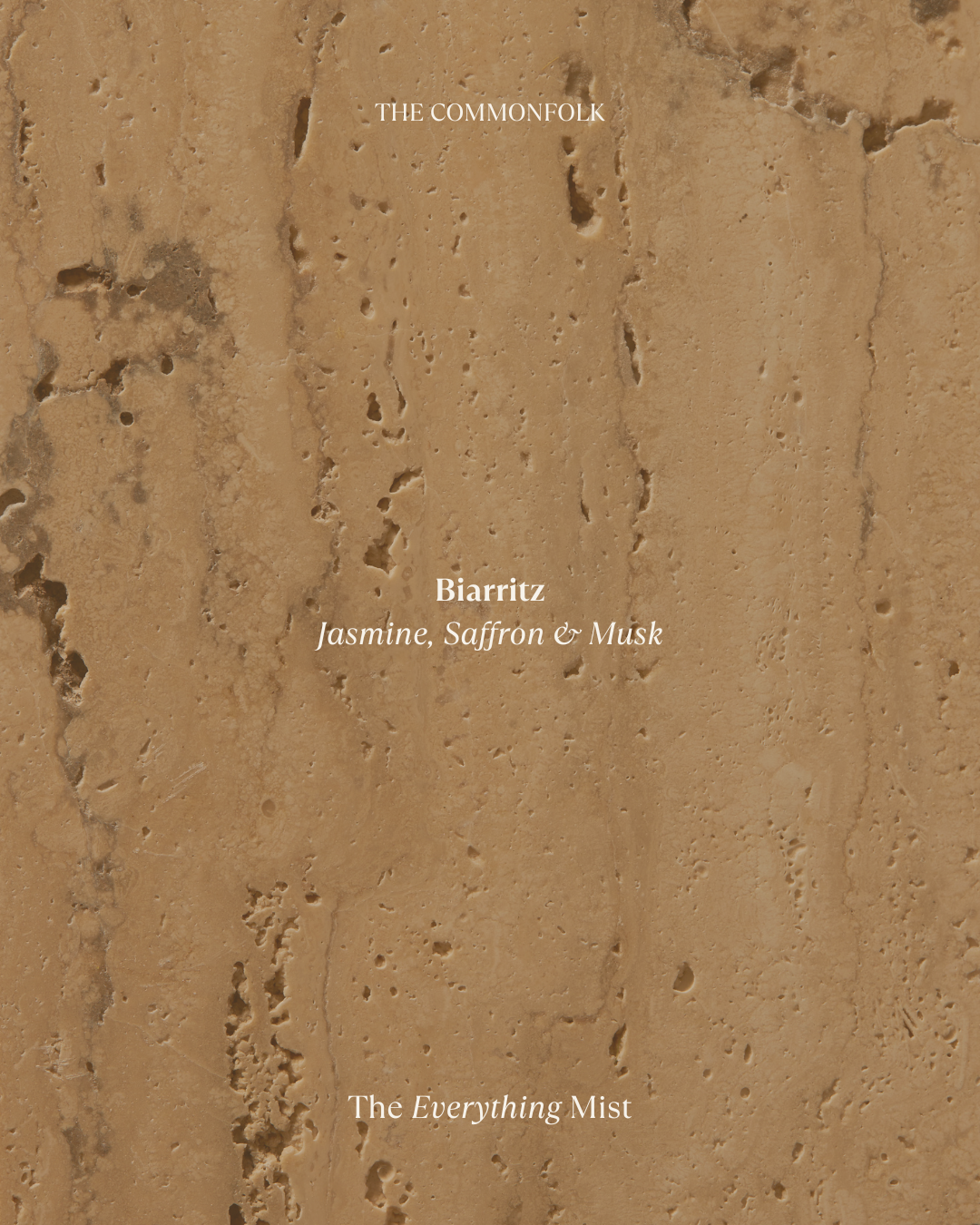 Textured beige background with 'The Commonfolk' branding and product names.