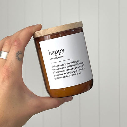 Happy ~ Dictionary Meaning Candle